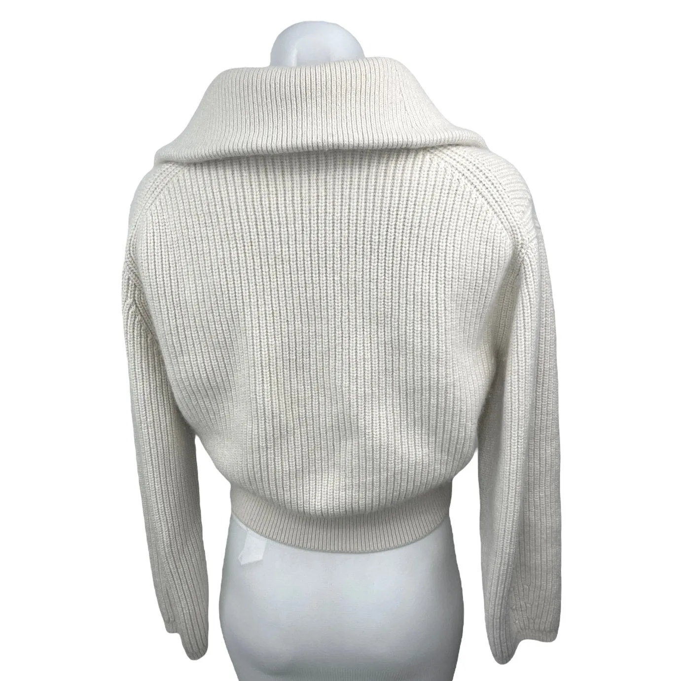 & Other Stories White Wool Half Zip Collar Chunky Knit Crop Sweater Top Size XS