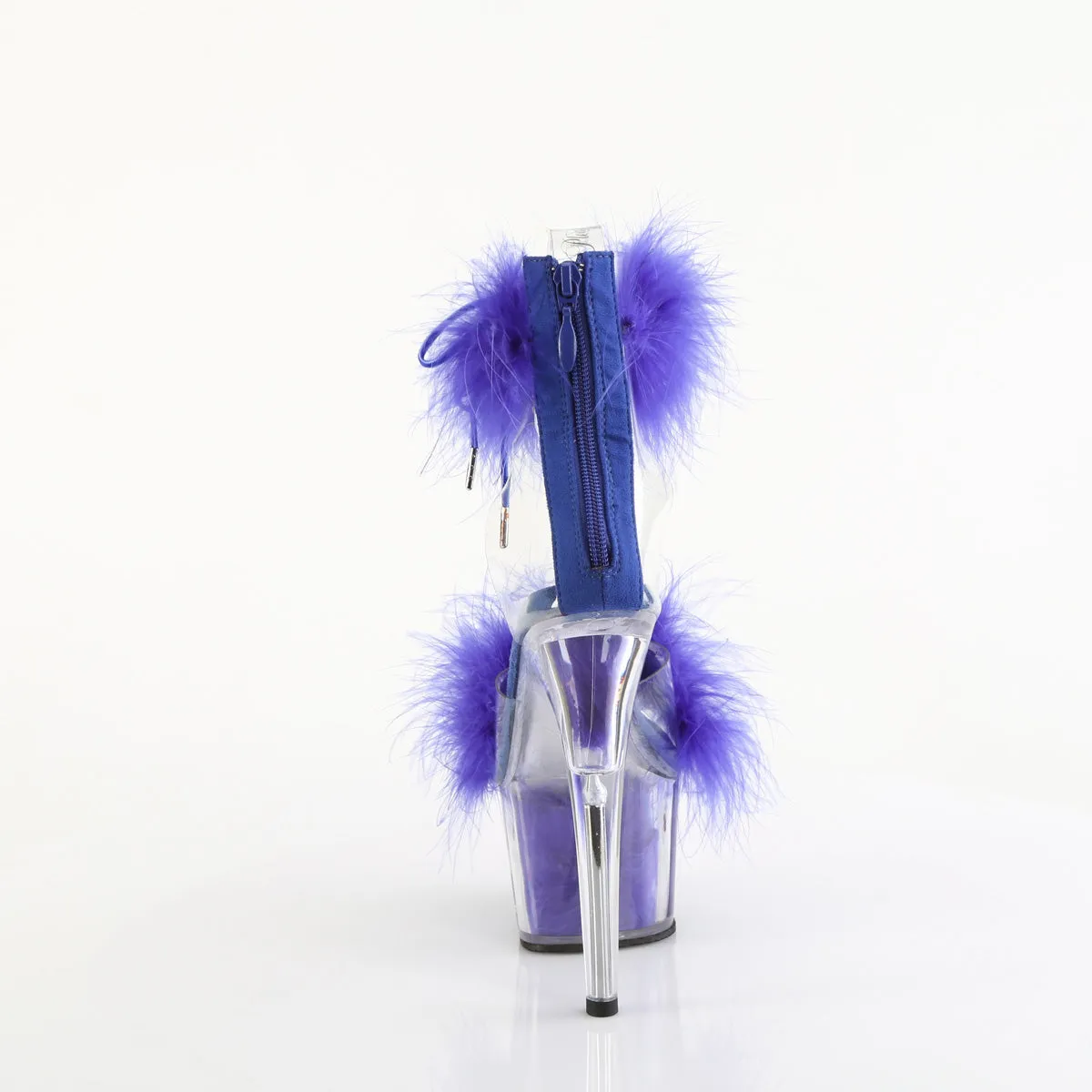 7 Inch Heel ADORE-724F Clear Royal Blue Fur