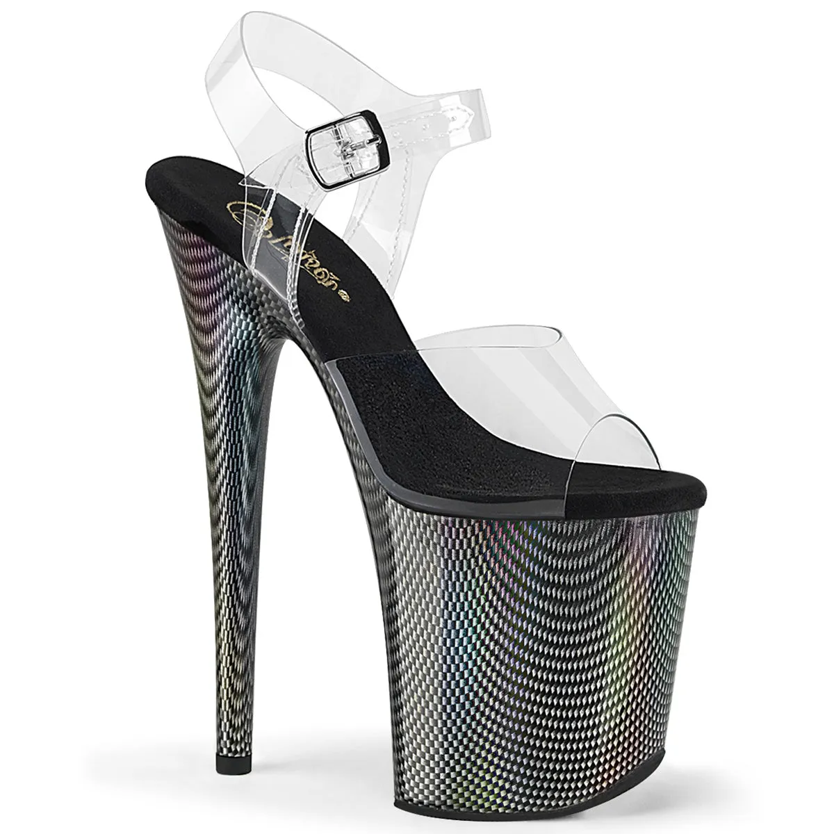 8 Inch Heel FLAMINGO-808HCP Clear Black Holo