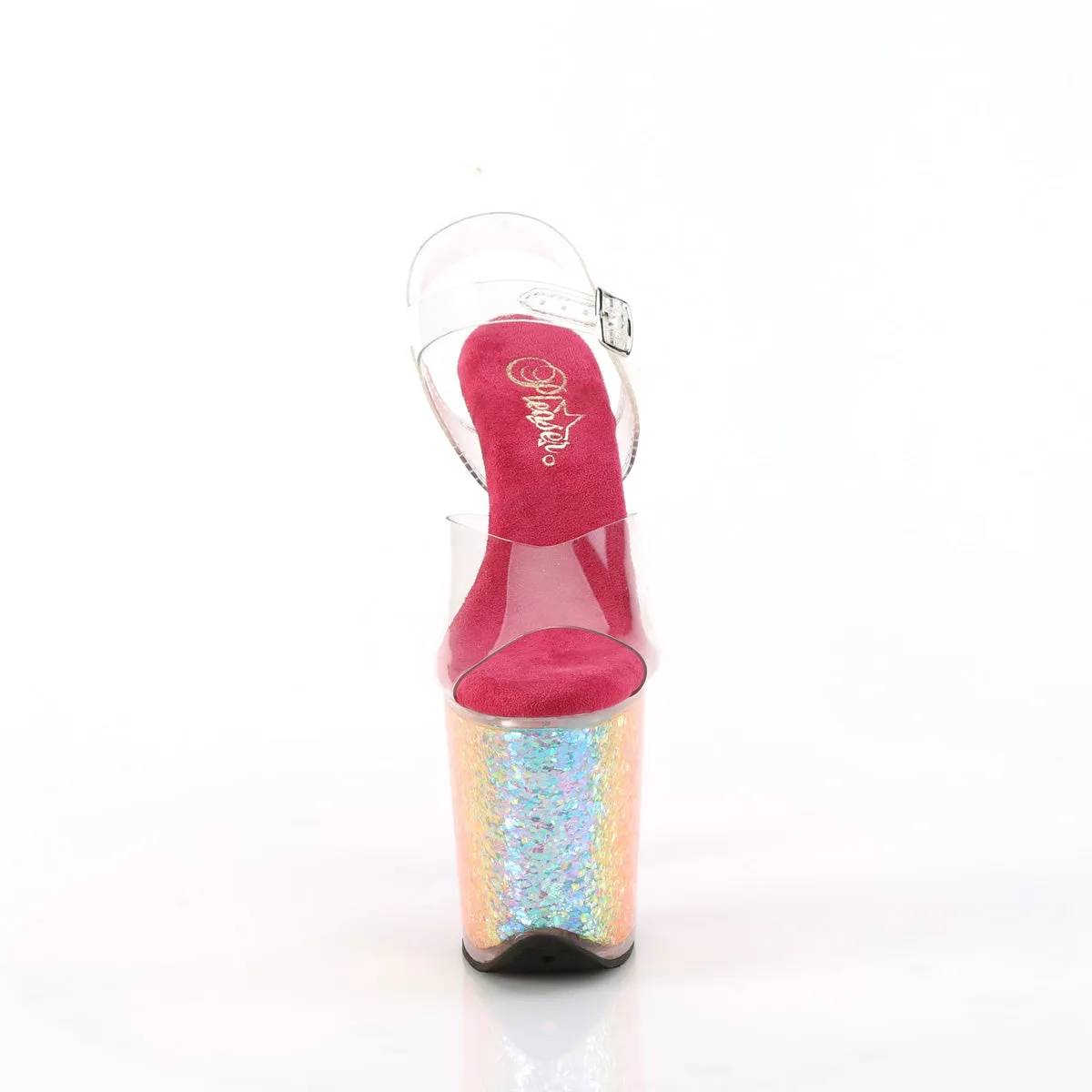 8 Inch Heel FLAMINGO-808RG-02 Rainbow Confetti Glitter