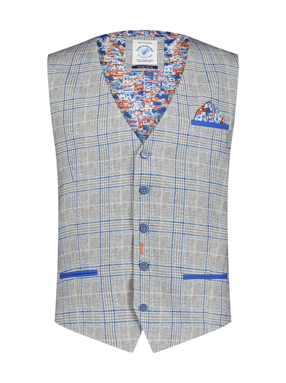 A Fish Named Fred - Blue Check Travel Waistcoat