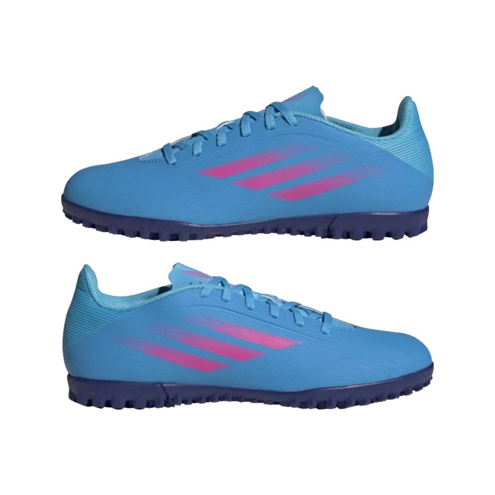 Adidas Men's X Speedflow.4 Turf Football Shoe (Sky Rush/Team Shock Pink/Legacy Indigo)