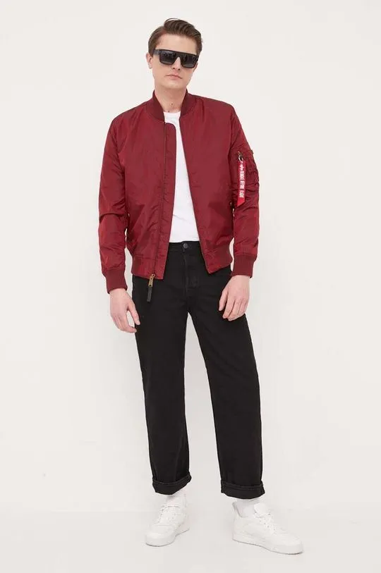 Alpha Industries bomber jacket maroon color