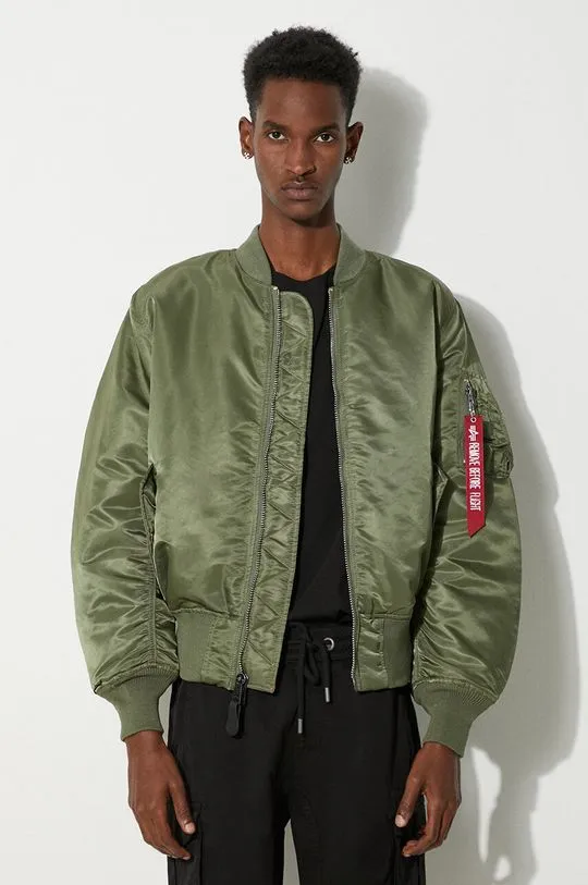 Alpha Industries reversible bomber jacket MA-1 men's green color 100101.01