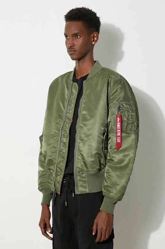 Alpha Industries reversible bomber jacket MA-1 men's green color 100101.01