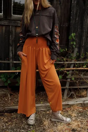 Aurora Flowy Wide Leg Pants - Mustard