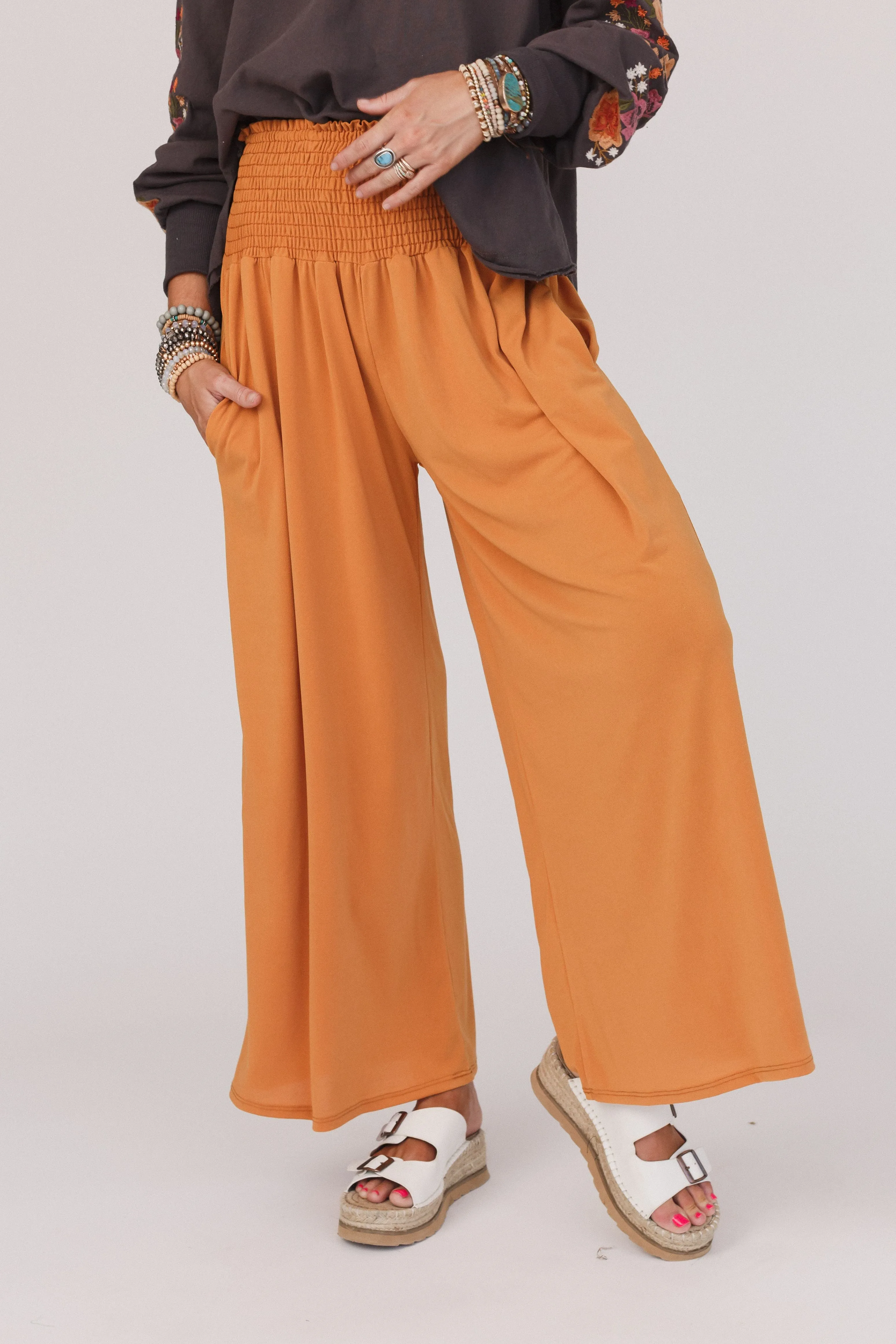 Aurora Flowy Wide Leg Pants - Mustard