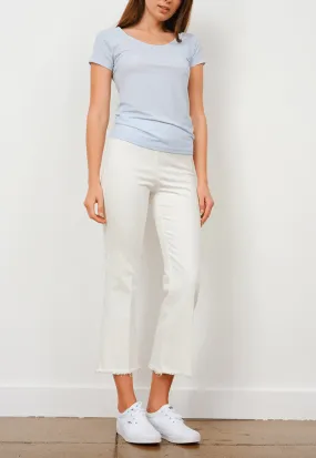 Avenue Montaigne Leo Frayed Denim Pants in White