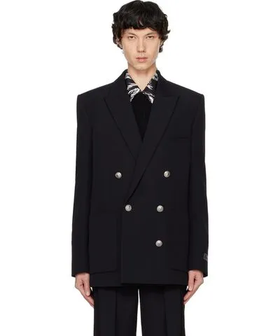 Balmain Black Grain De Poudre Blazer