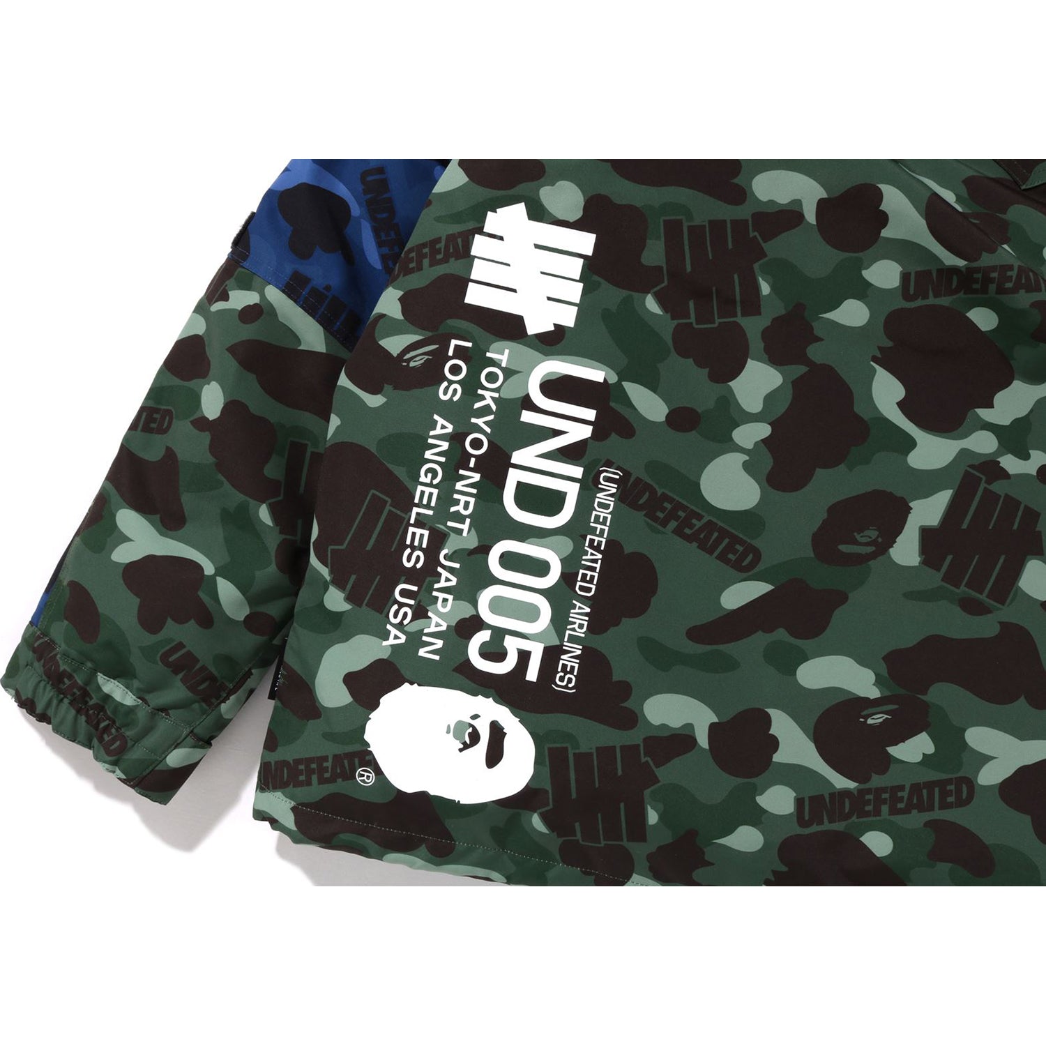 BAPE X UNDEFEATED COLOR CAMO SNOWBOARD DOWN JACKET MENS