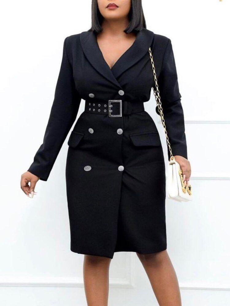 Belted Double-Breasted Blazer Dress