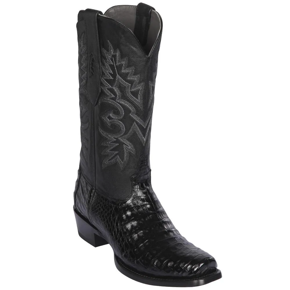 Black Caiman Belly 7-Toe Mens Western Boot