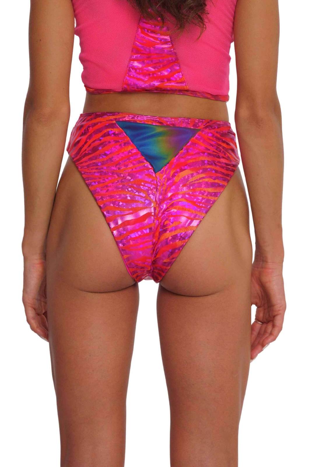 Bliss High Cut Pink Rave Bottoms - Cyber Tiger