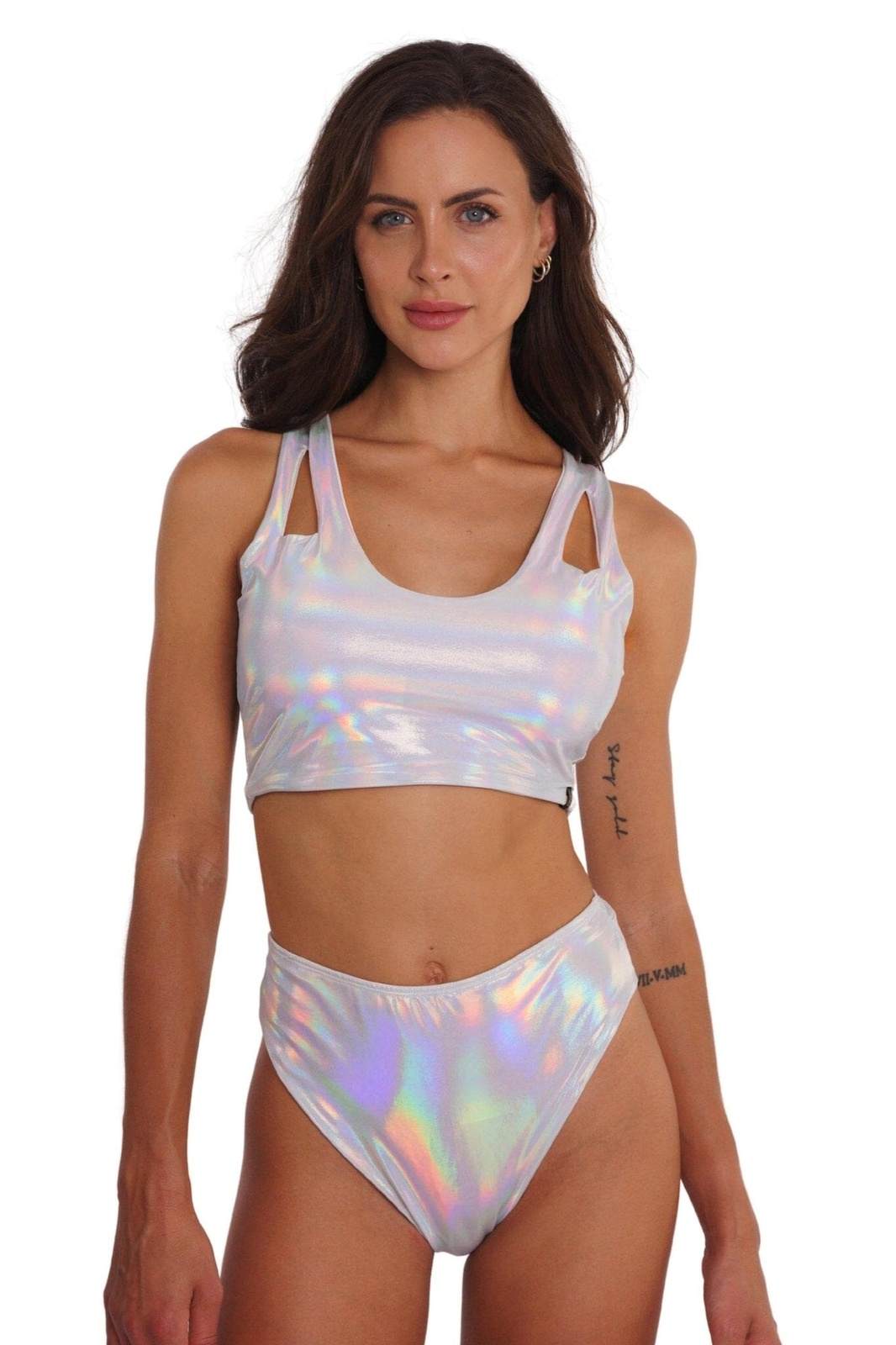 Bliss High Thigh White Rave Bottoms