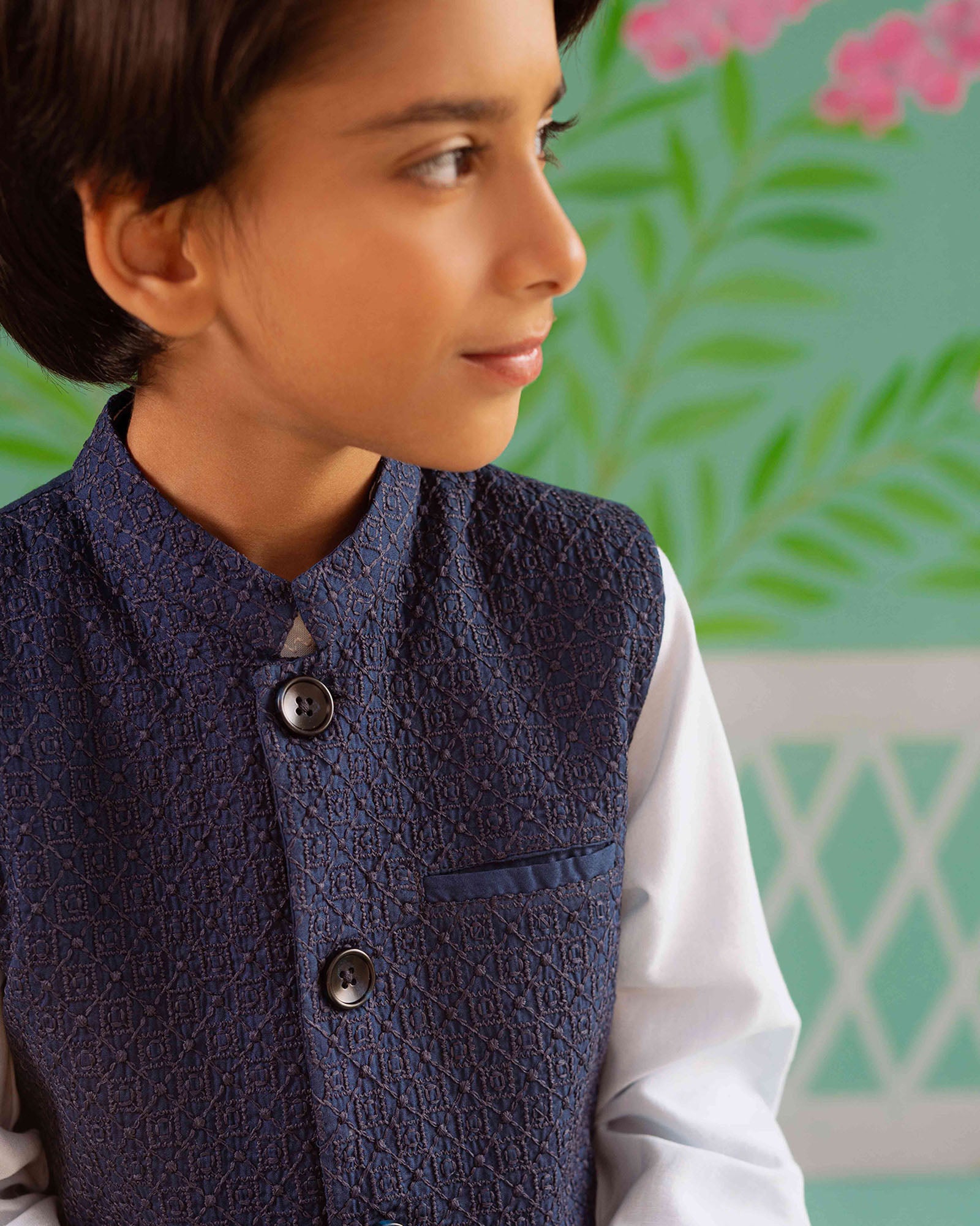 Blue Chikankari Waistcoat