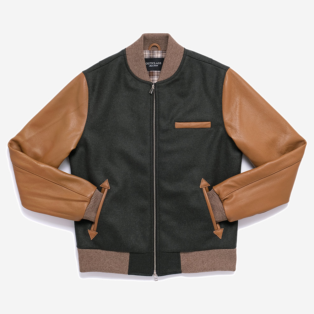 Bomber Jacket - Olive/Cognac