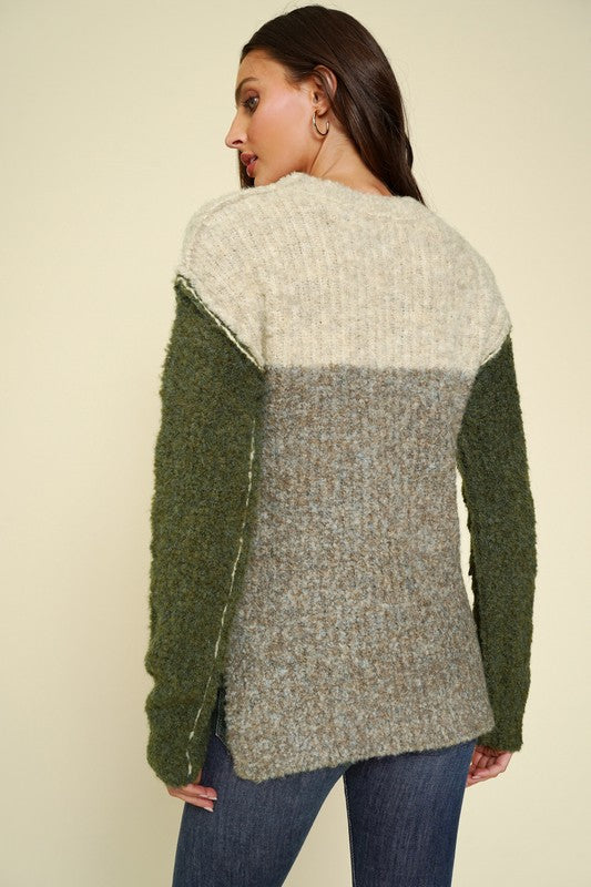 Boucle Color Block Sweater