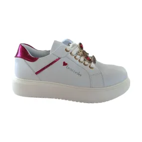 Braccialini BB103 Scarpe Donna Sneakers Platform Gioiello Bianco Rosa