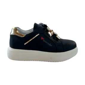 Braccialini BB104 Scarpe Donna Sneakers Platform Gioiello Nero Oro