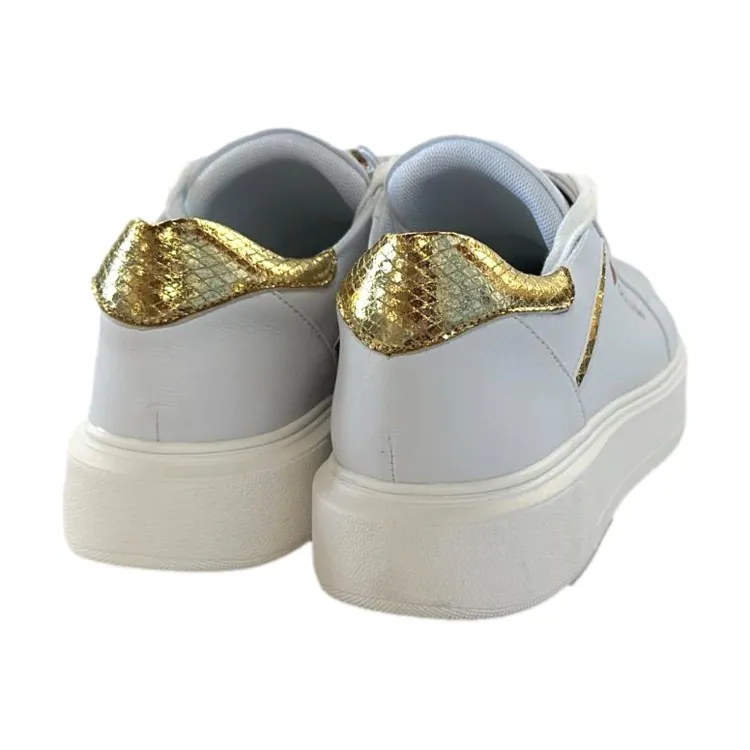 Braccialini BB106 Scarpe Donna Sneakers Platform Gioiello Bianco Oro