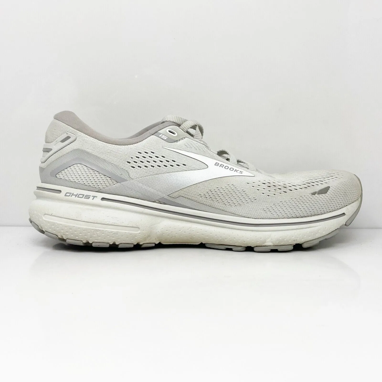 Brooks Womens Ghost 15 1203801B112 Gray Running Shoes Sneakers Size 8.5 B