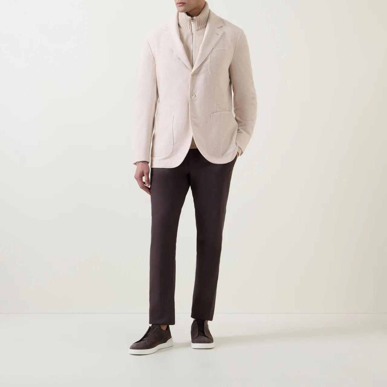 BRUNELLO CUCINELLI Corduroy Single-Breasted Blazer - Beige