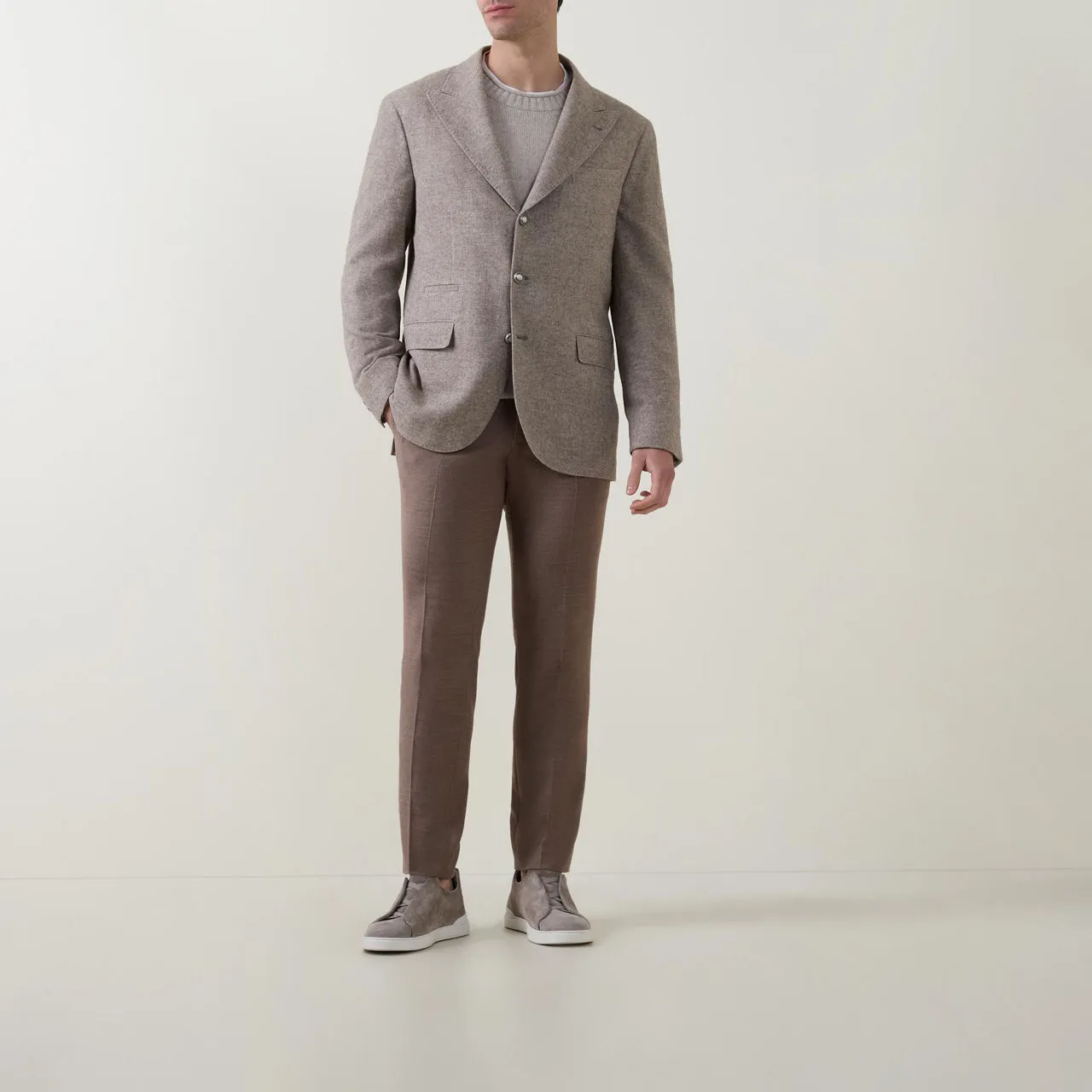 BRUNELLO CUCINELLI Donegal Single-Breasted Blazer - Sand