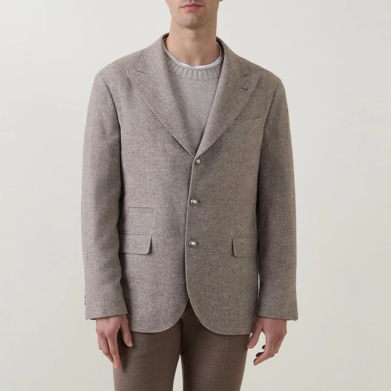 BRUNELLO CUCINELLI Donegal Single-Breasted Blazer - Sand