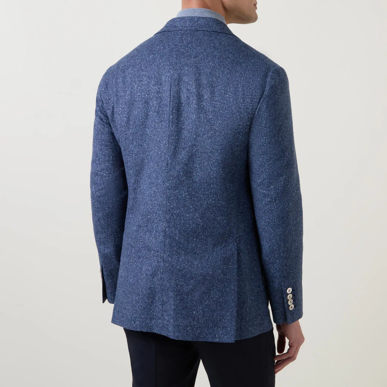 BRUNELLO CUCINELLI Pie De Poule Single-Breasted Blazer - OCEAN BLUE