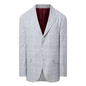 BRUNELLO CUCINELLI Prince Of Wales Single-Breasted Blazer - Grey