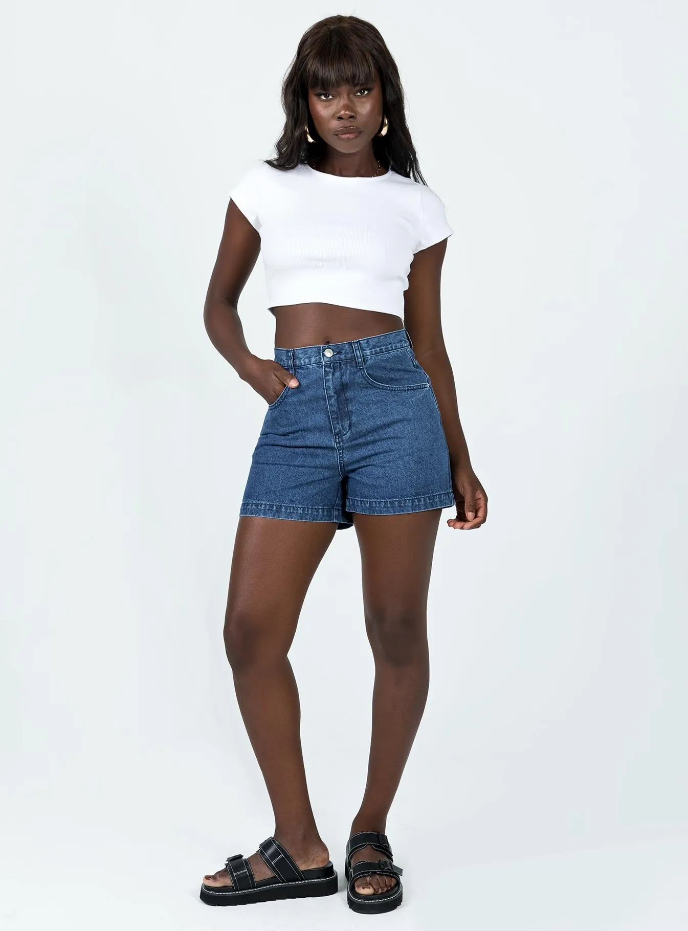 Buliti Mom Shorts Mid Wash Denim