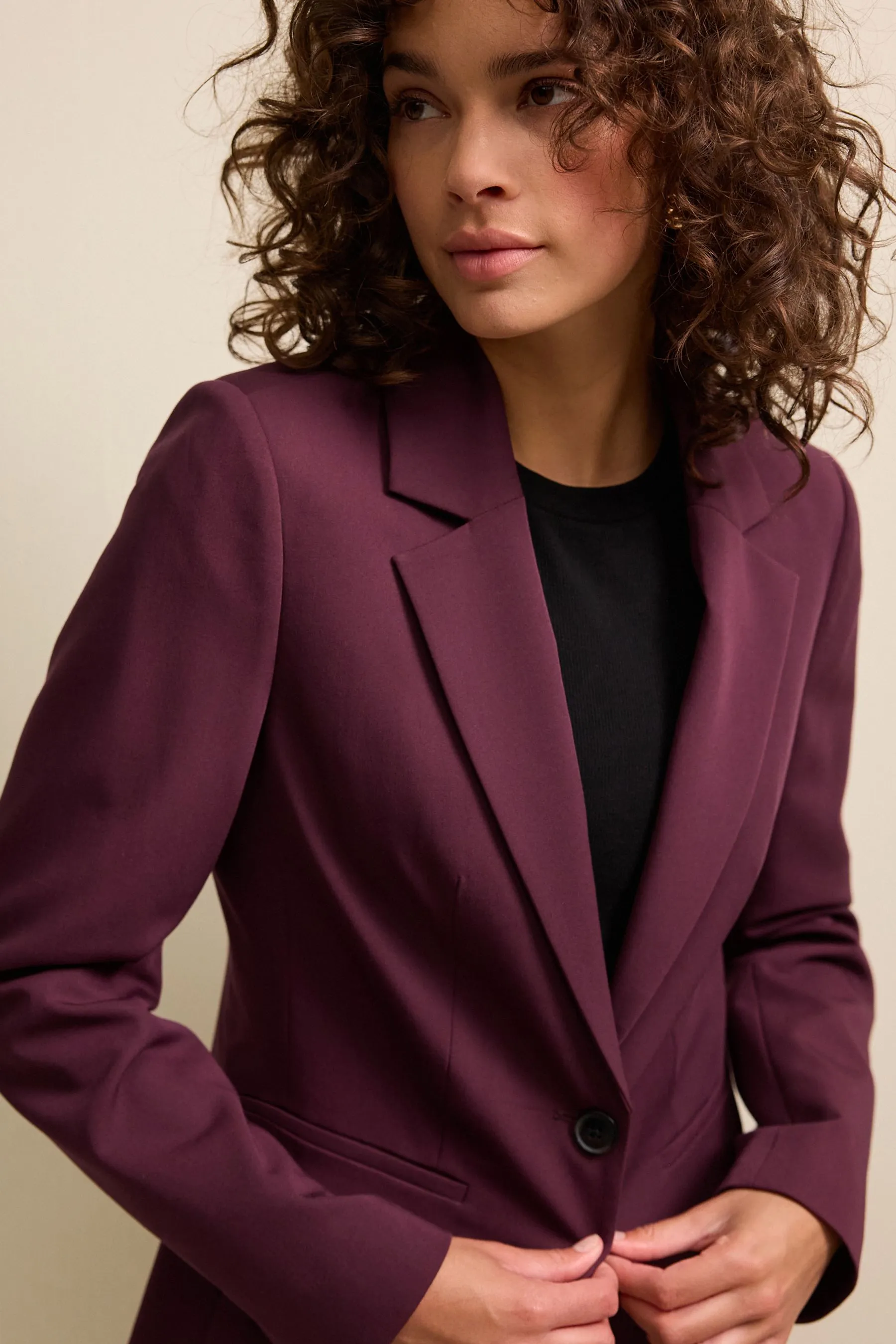 Burgundy Red Single Breasted Blazer