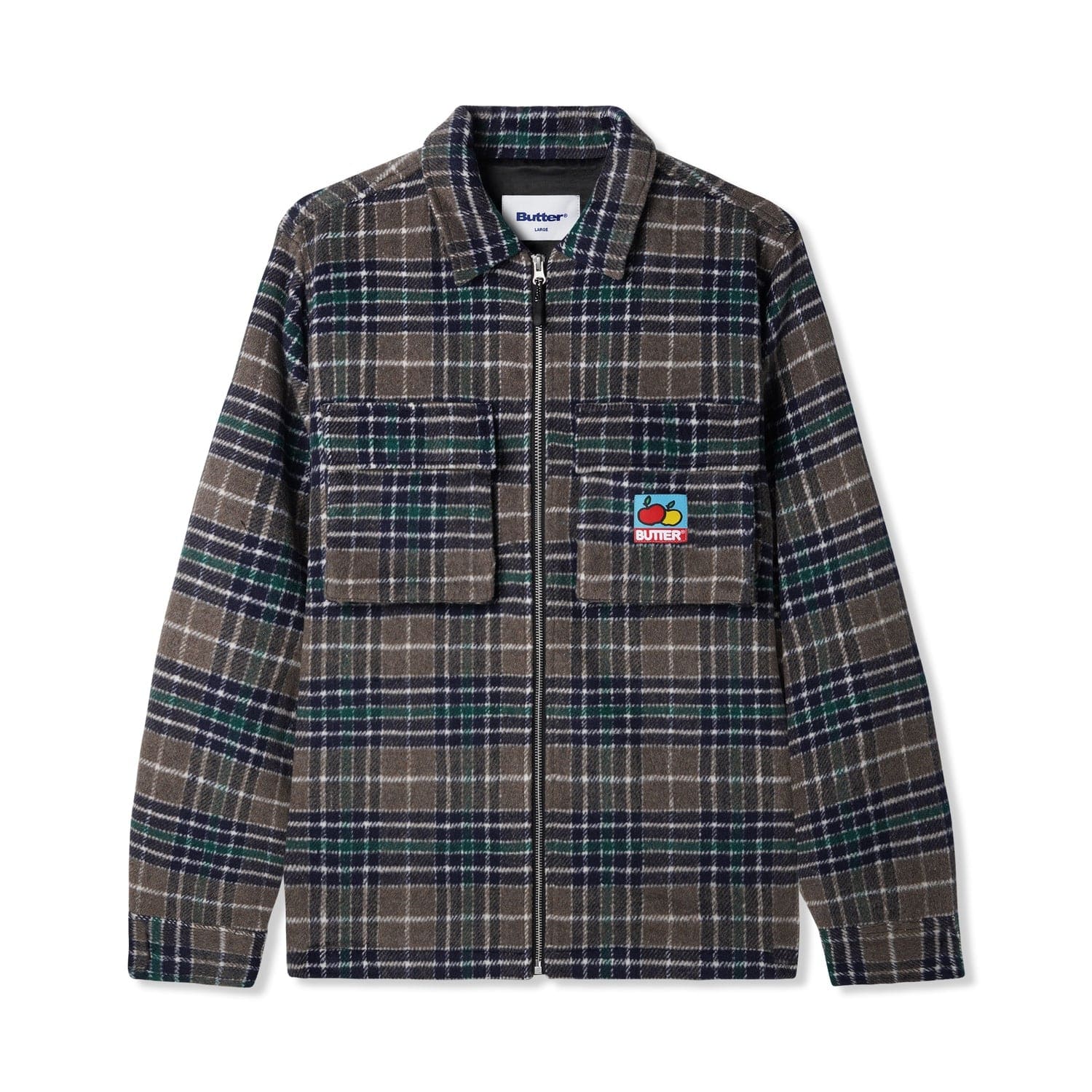 Butter Goods Grove Plaid Overshirt Jacket Grey/Navy/Forest