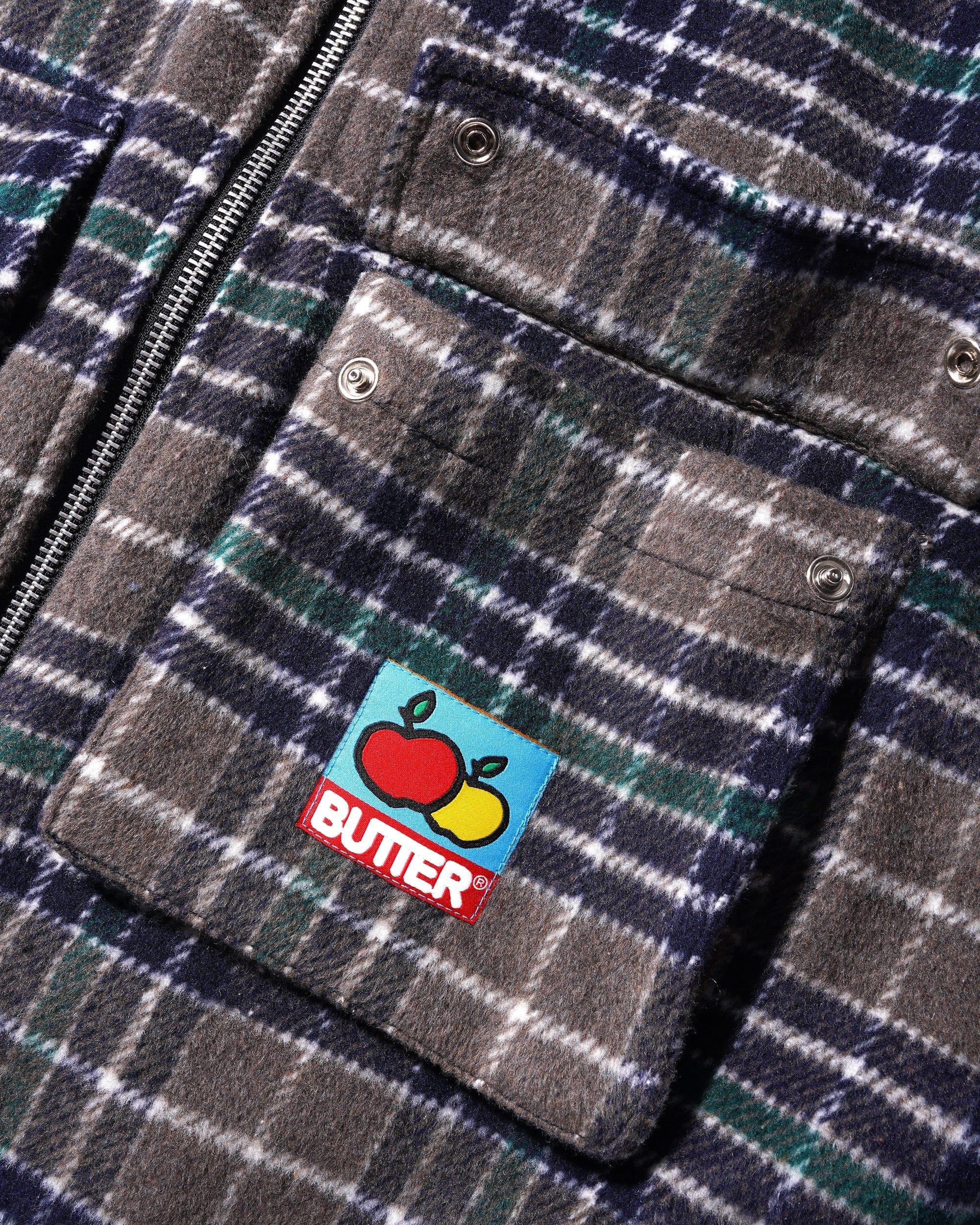 Butter Goods Grove Plaid Overshirt Jacket Grey/Navy/Forest