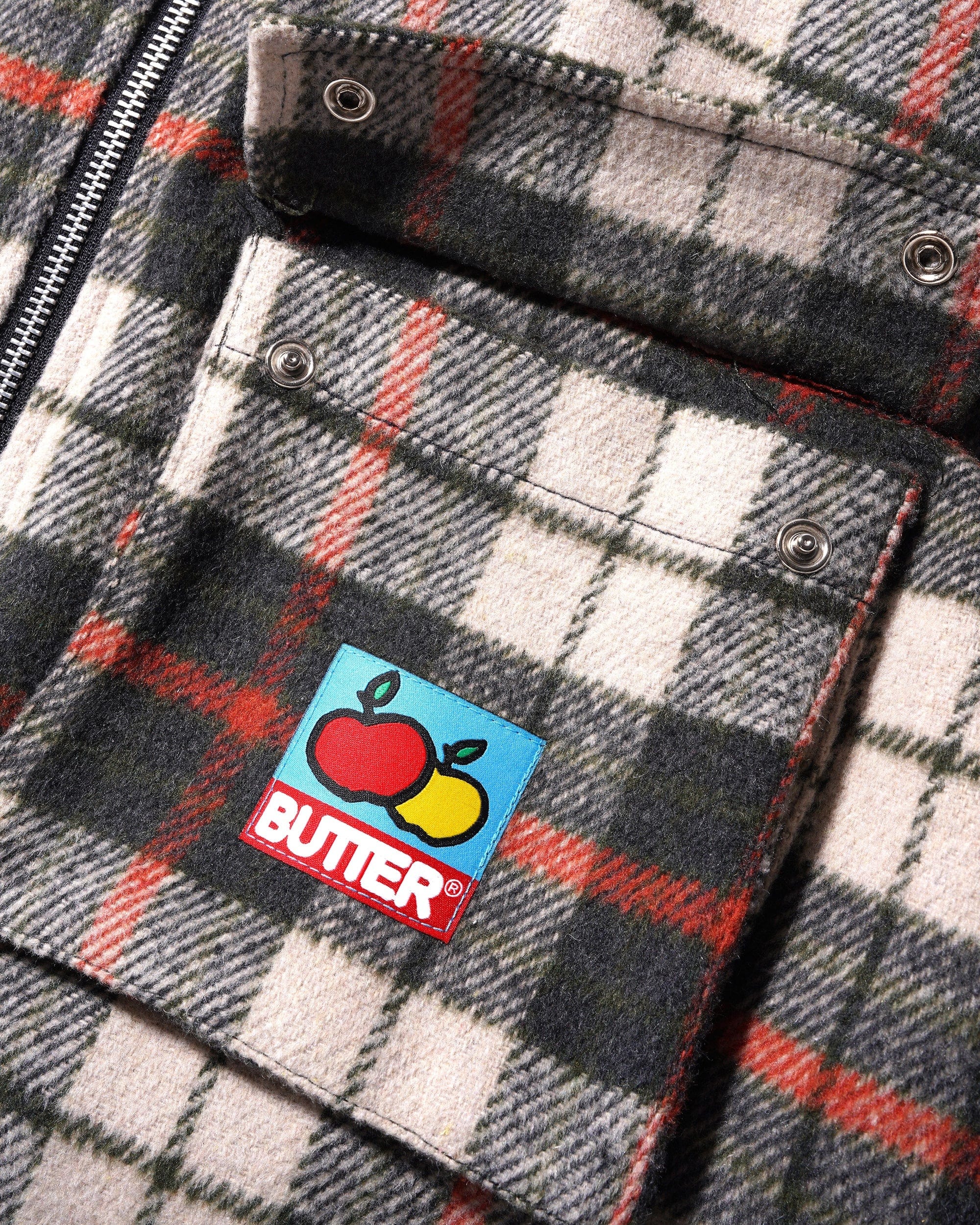 Butter Goods Grove Plaid Overshirt Jacket Midnight/Red