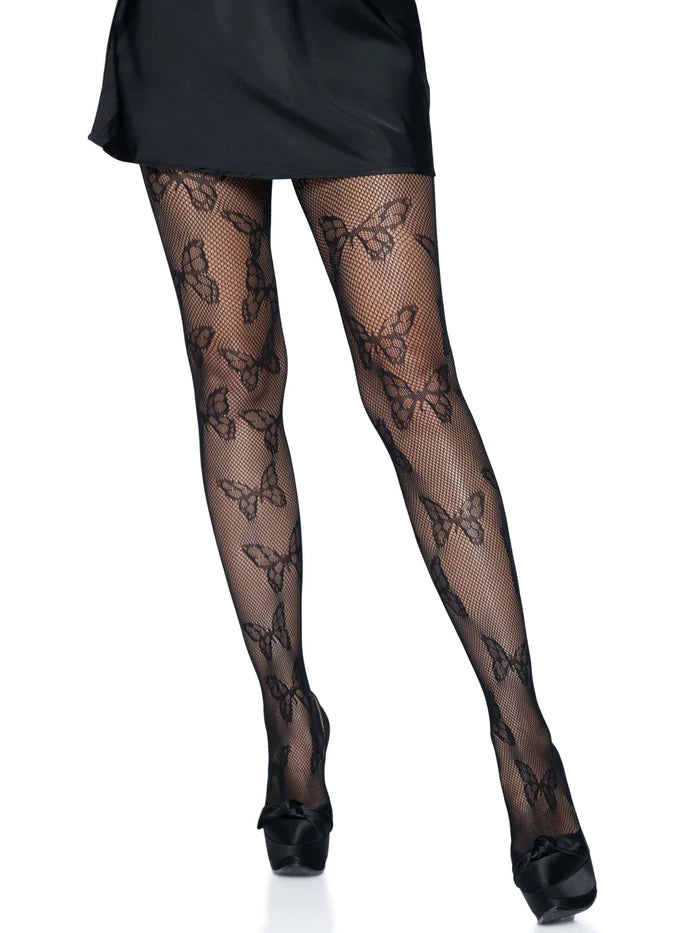 Butterfly Net Tights-Black