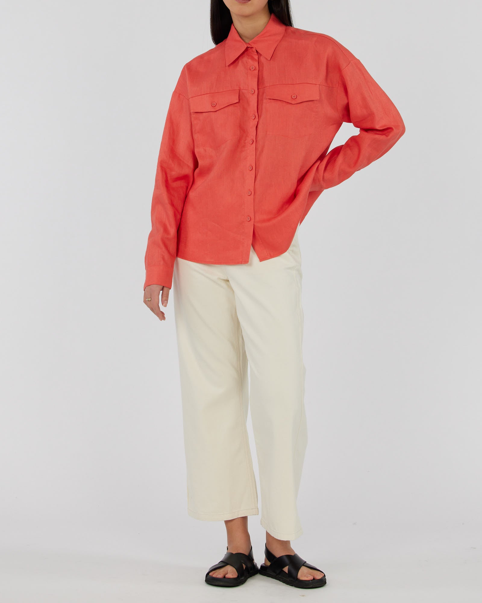 Byron Linen Overshirt - Poppy