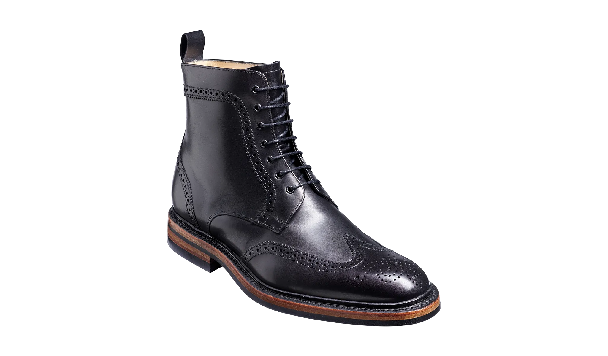 Calder - Black Calf Wing-cap Boot