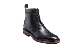 Calder - Black Calf Wing-cap Boot