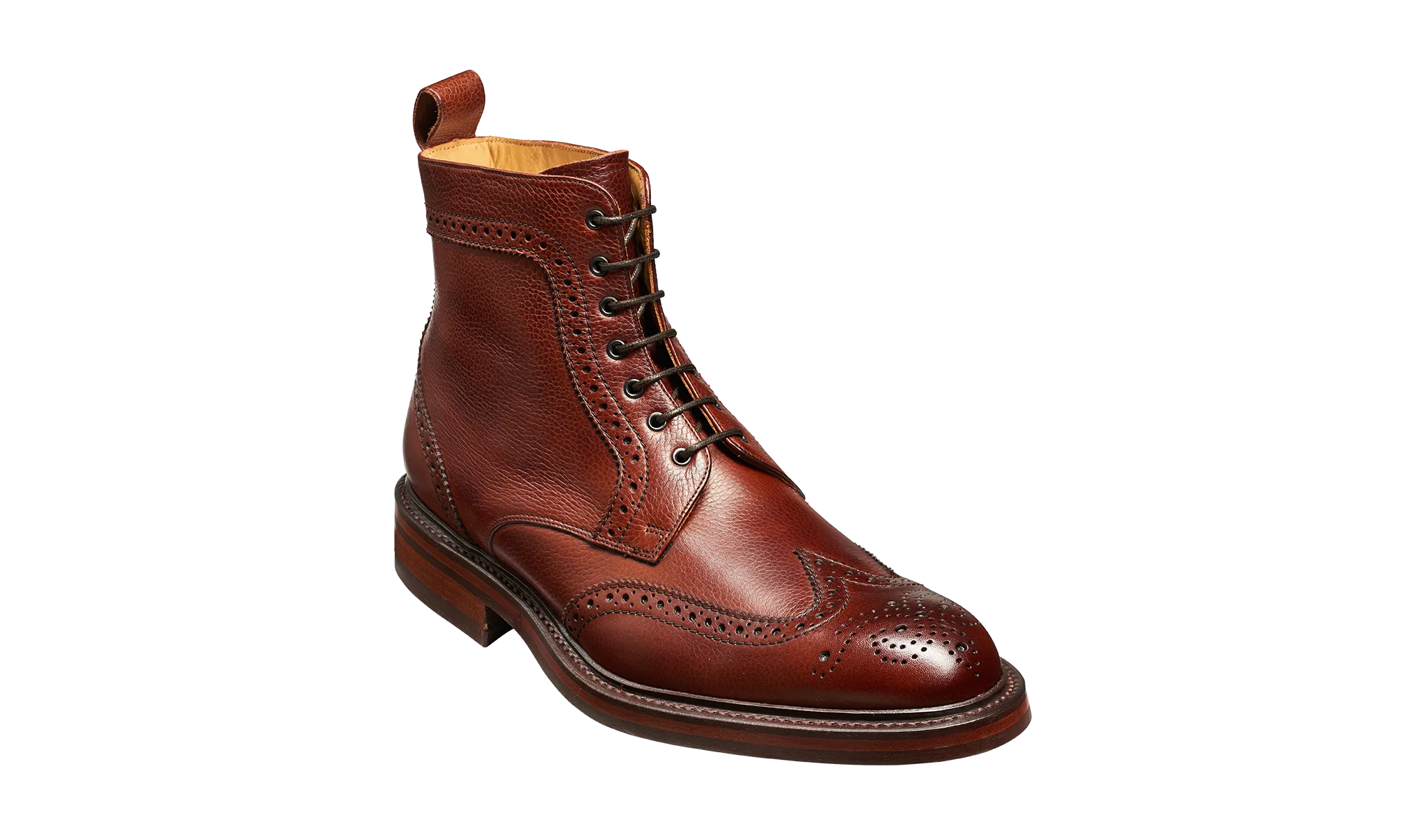 Calder - Cherry Grain Wingtip Boot with Rubber Sole