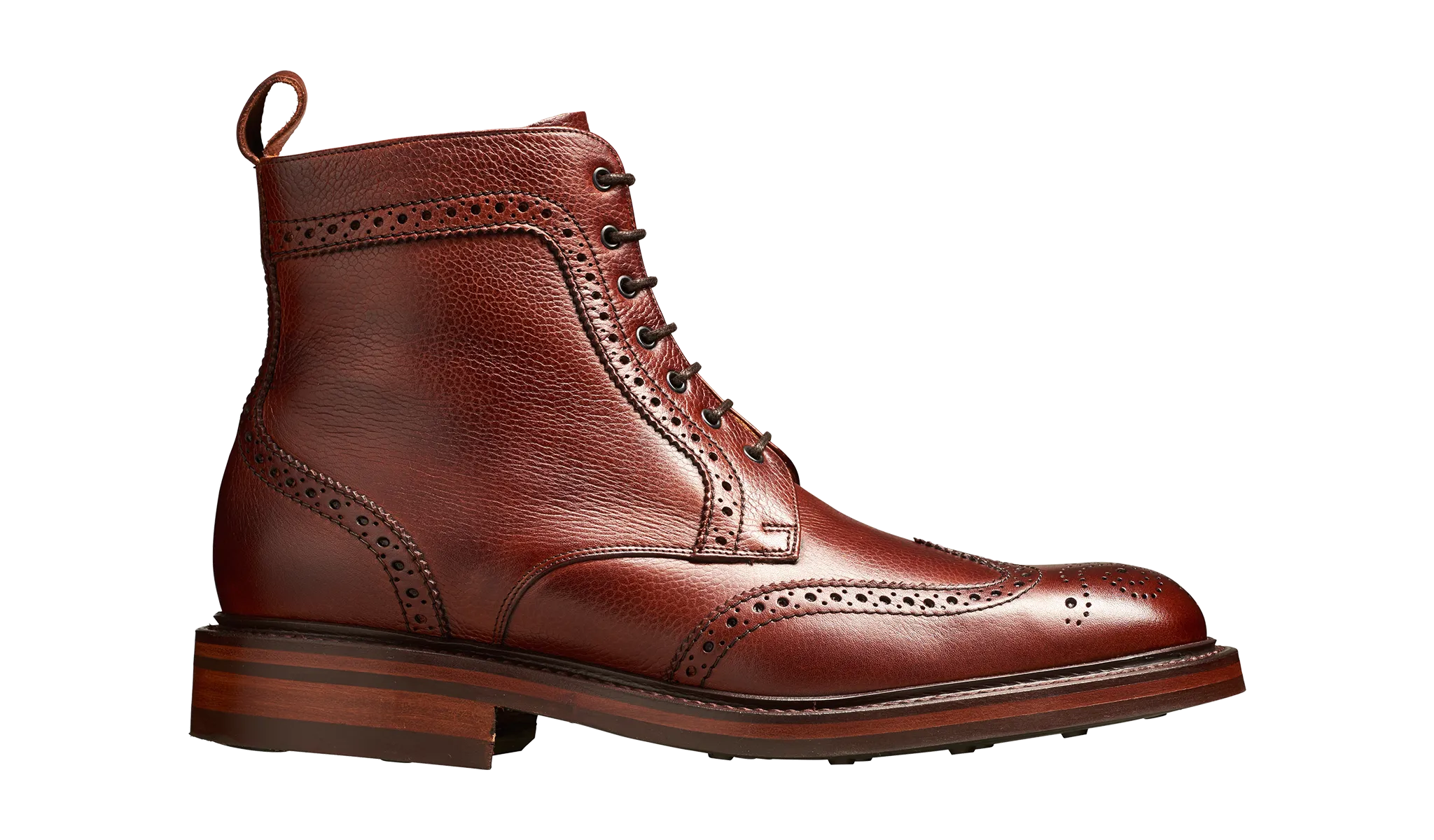 Calder - Cherry Grain Wingtip Boot with Rubber Sole