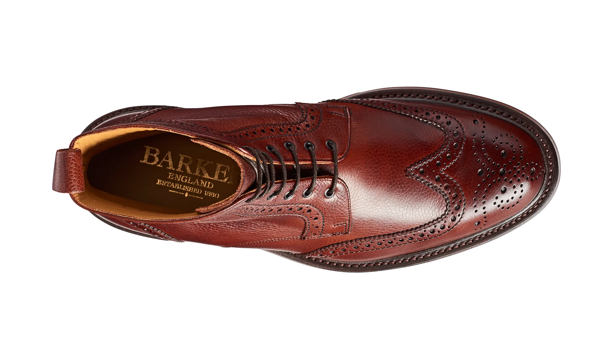 Calder - Cherry Grain Wingtip Boot with Rubber Sole