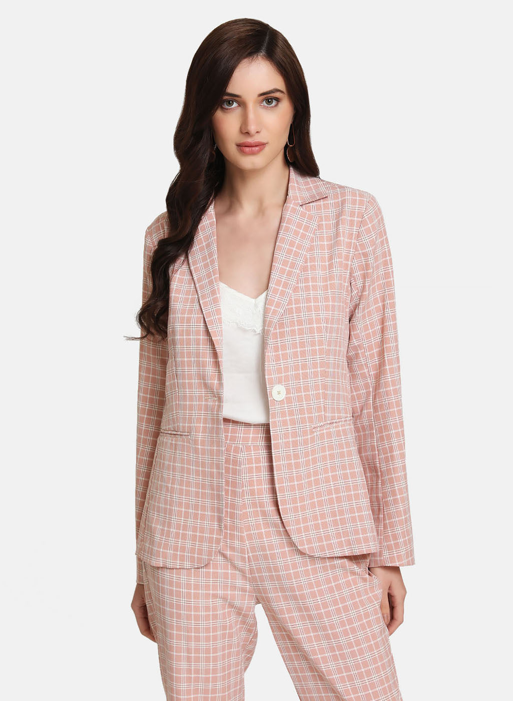 Checked Blazer With Pocket Detail