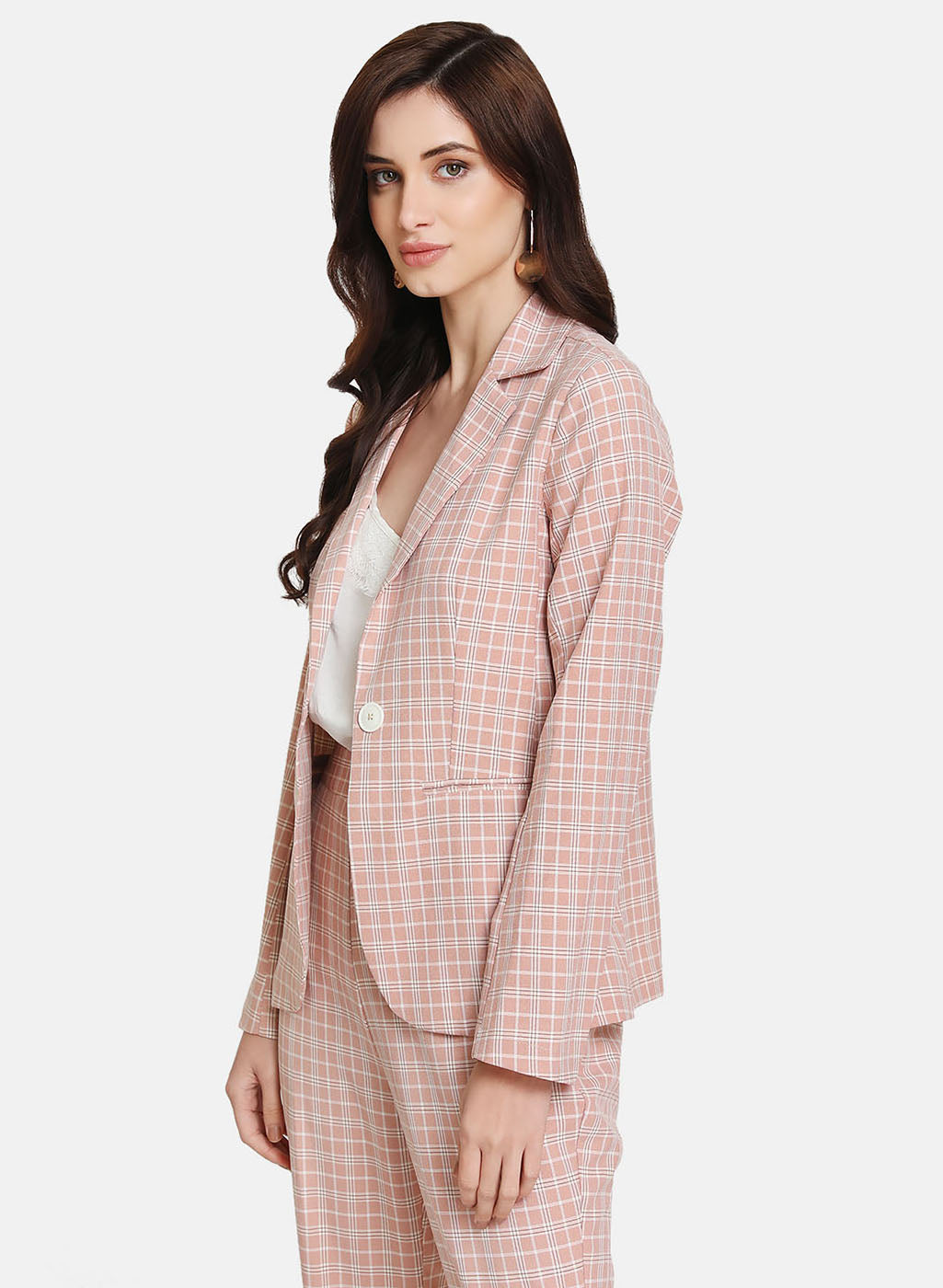 Checked Blazer With Pocket Detail