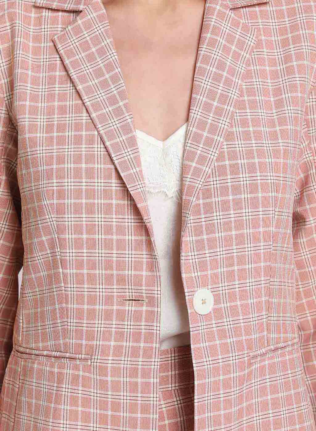 Checked Blazer With Pocket Detail