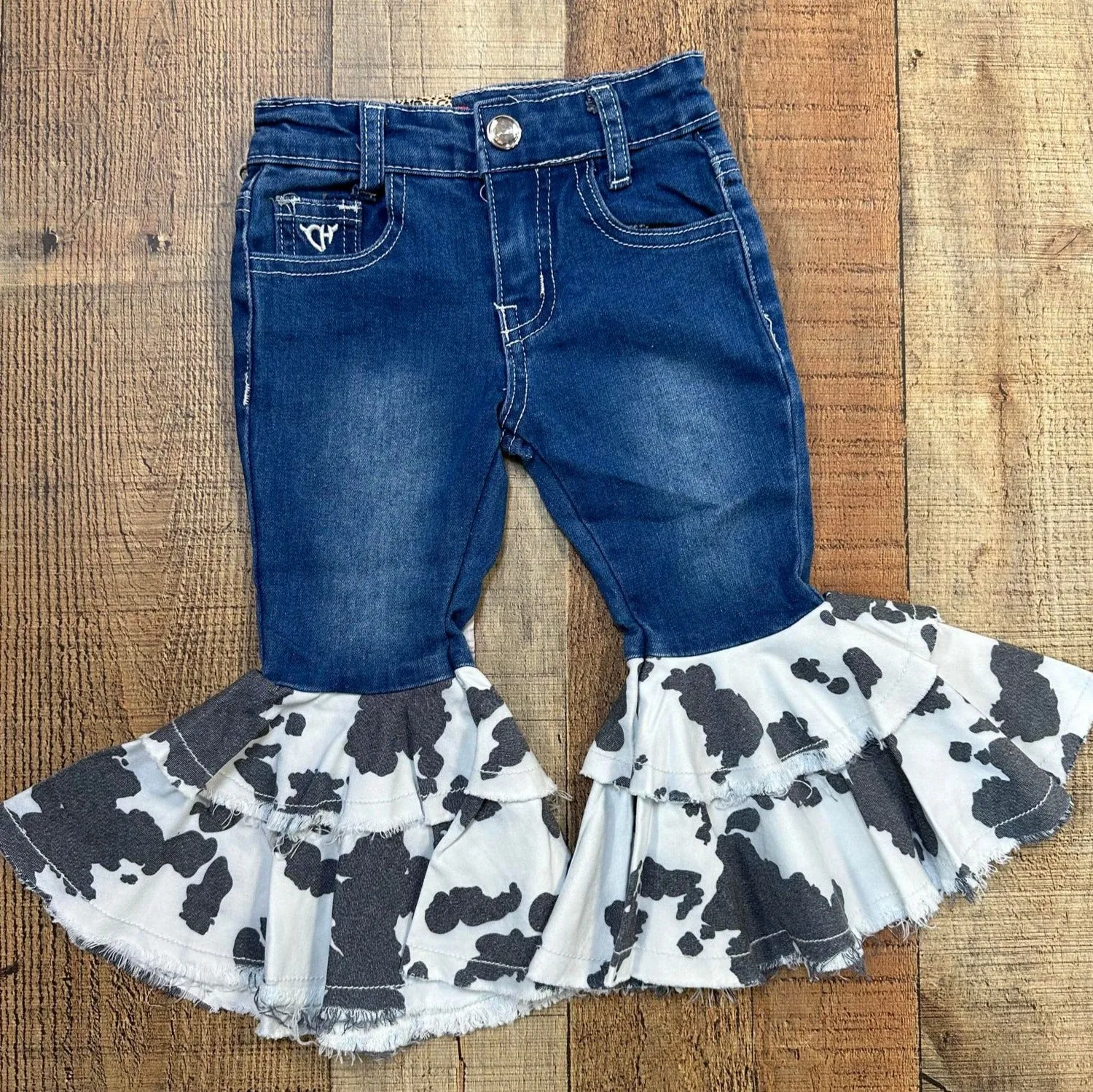 Cowprint Ruffel Bell Denim