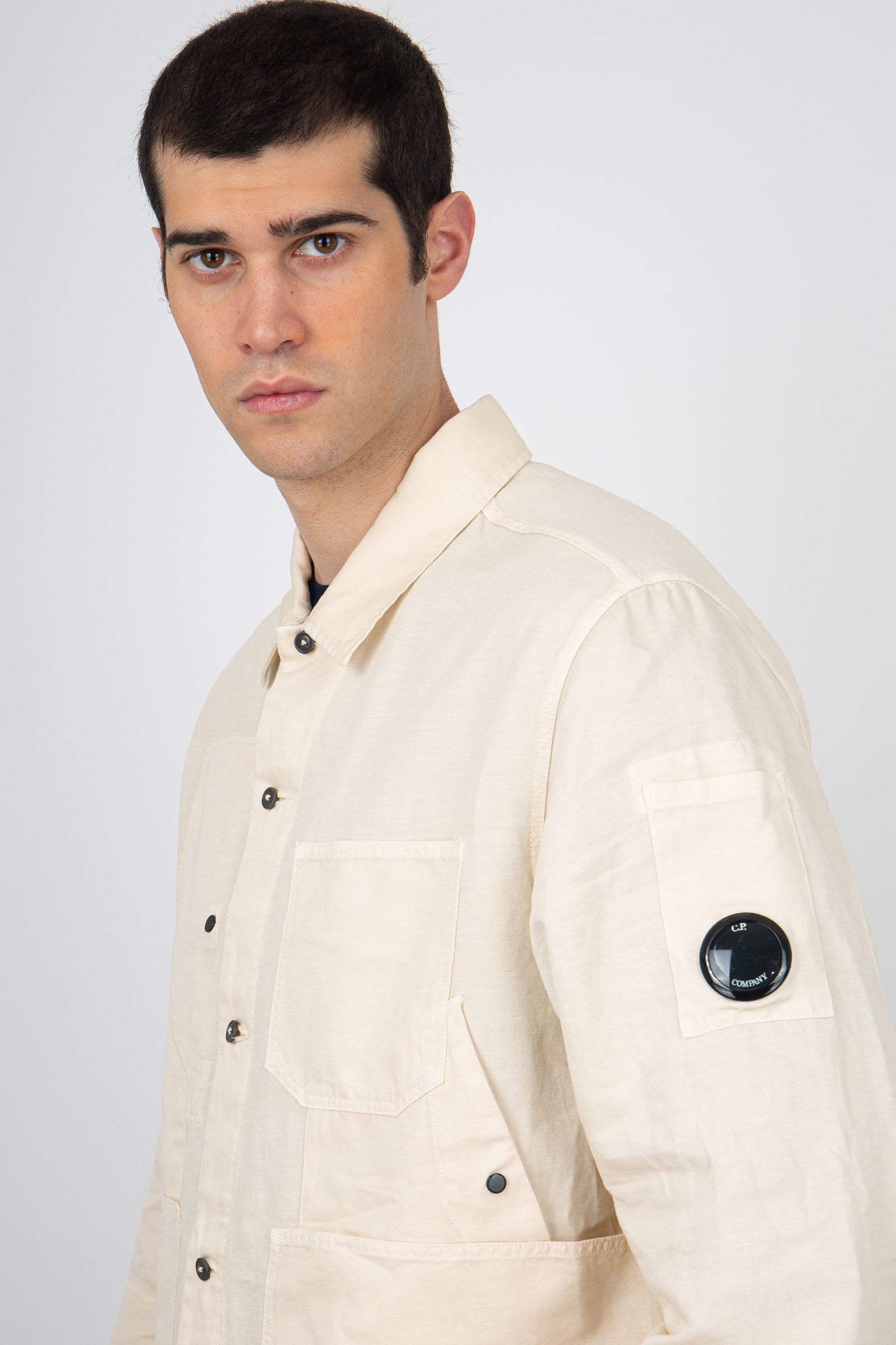 C.P. Company Overshirt Cotone/Lino Crema