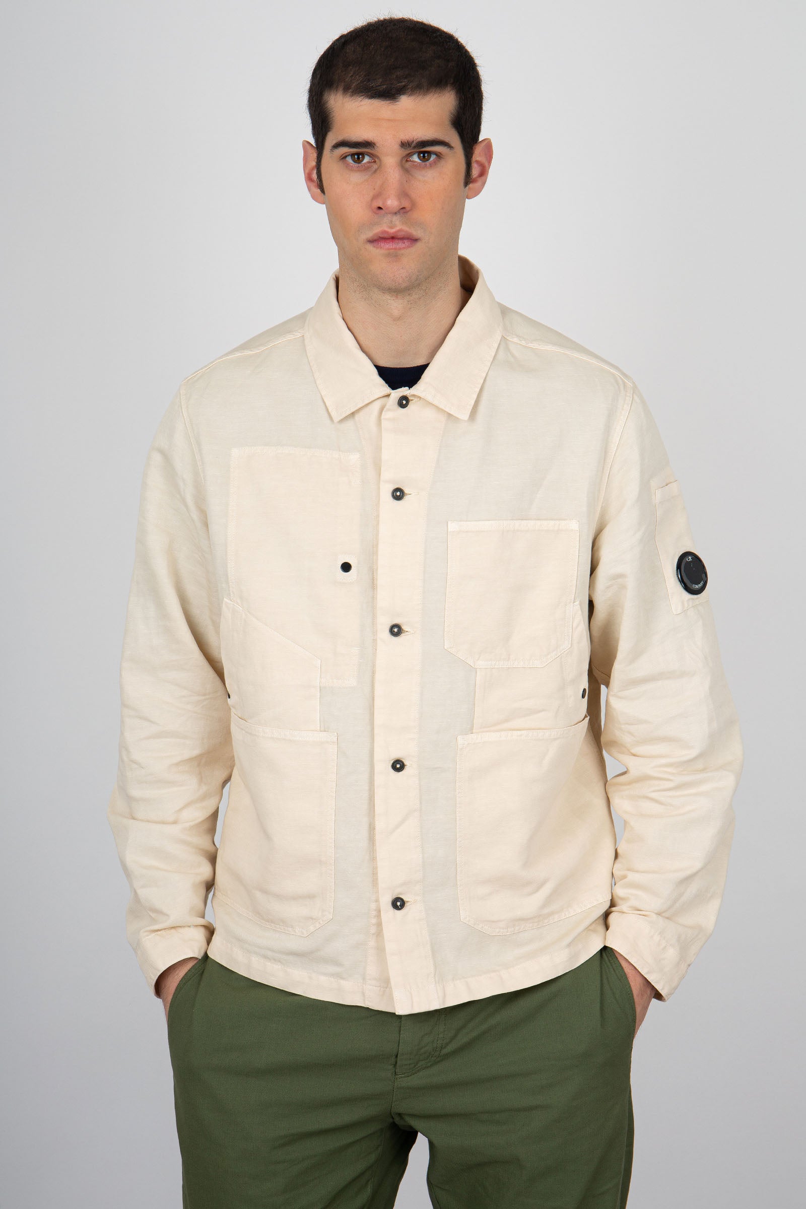 C.P. Company Overshirt Cotone/Lino Crema