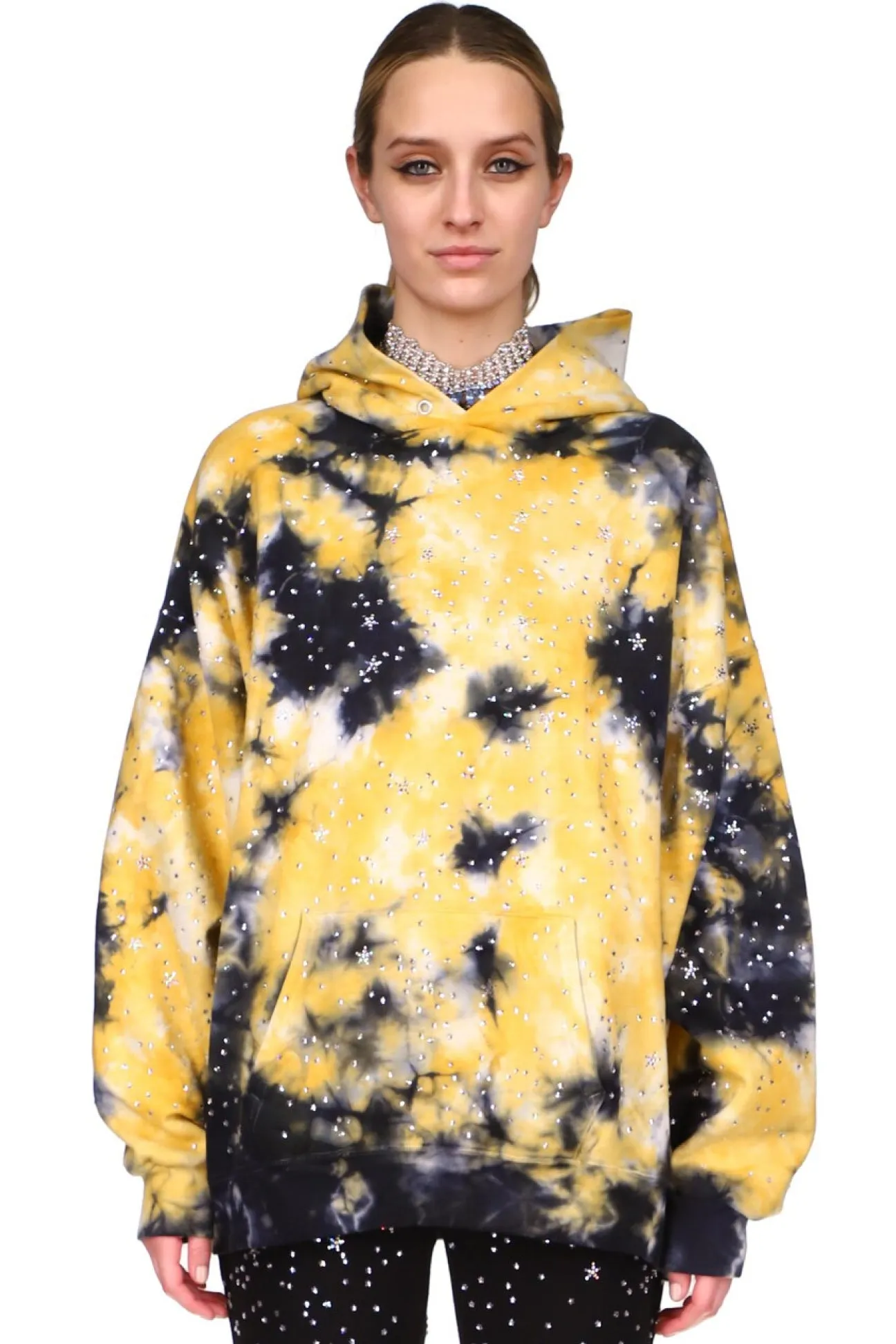 CRYSTAL ‘LONGFELLOW'S LIGHT OF STARS' TIE DYE PULLOVER HOODIE SWEATSHIRT