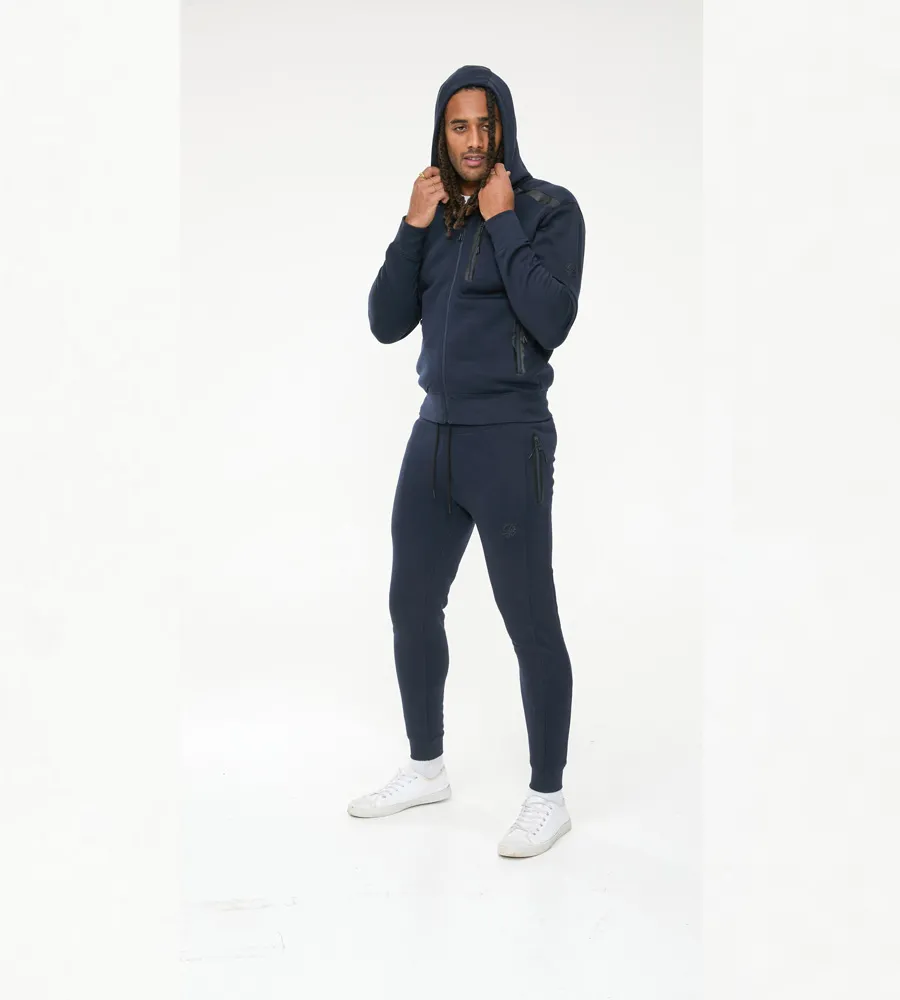 D555 Mens Navy Couture Hoodie With Reversed Zips (GABRIEL)